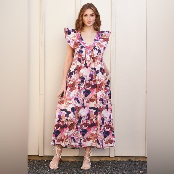 Floral Pink Maxi Dress size small - Picture 1 of 10